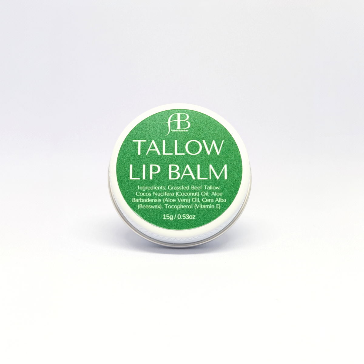 Aafiyah Botanicals aloe vera & coconut tallow lip balm, 15g grass-fed halal balm for dry, chapped lips