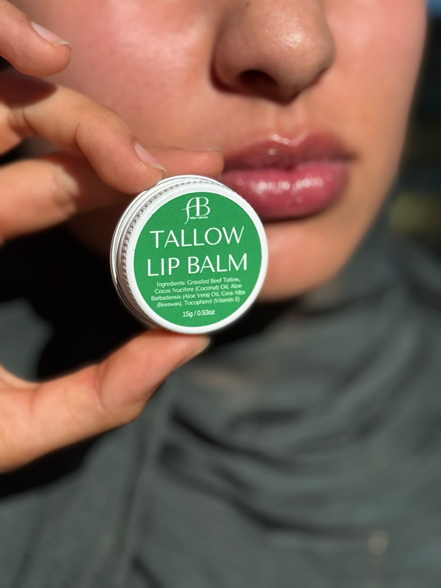 Aloe vera & coconut tallow lip balm from Aafiyah Botanicals, a natural halal lip balm for soft, hydrated lips