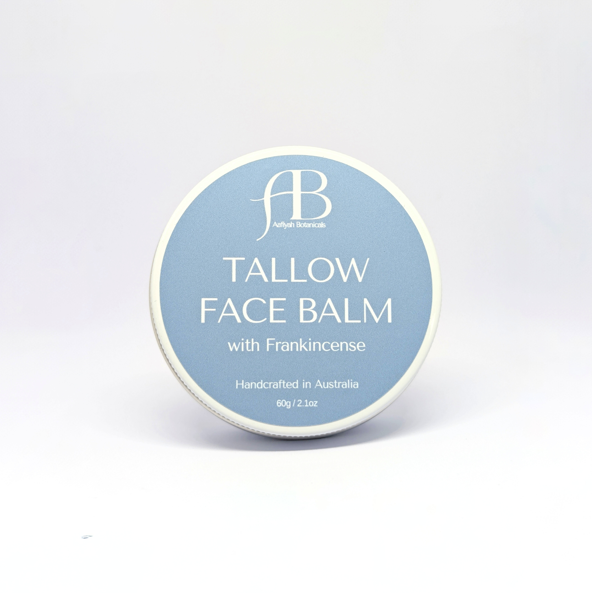 Aafiyah Botanicals frankincense tallow face balm, 60g grass-fed halal natural facial moisturiser