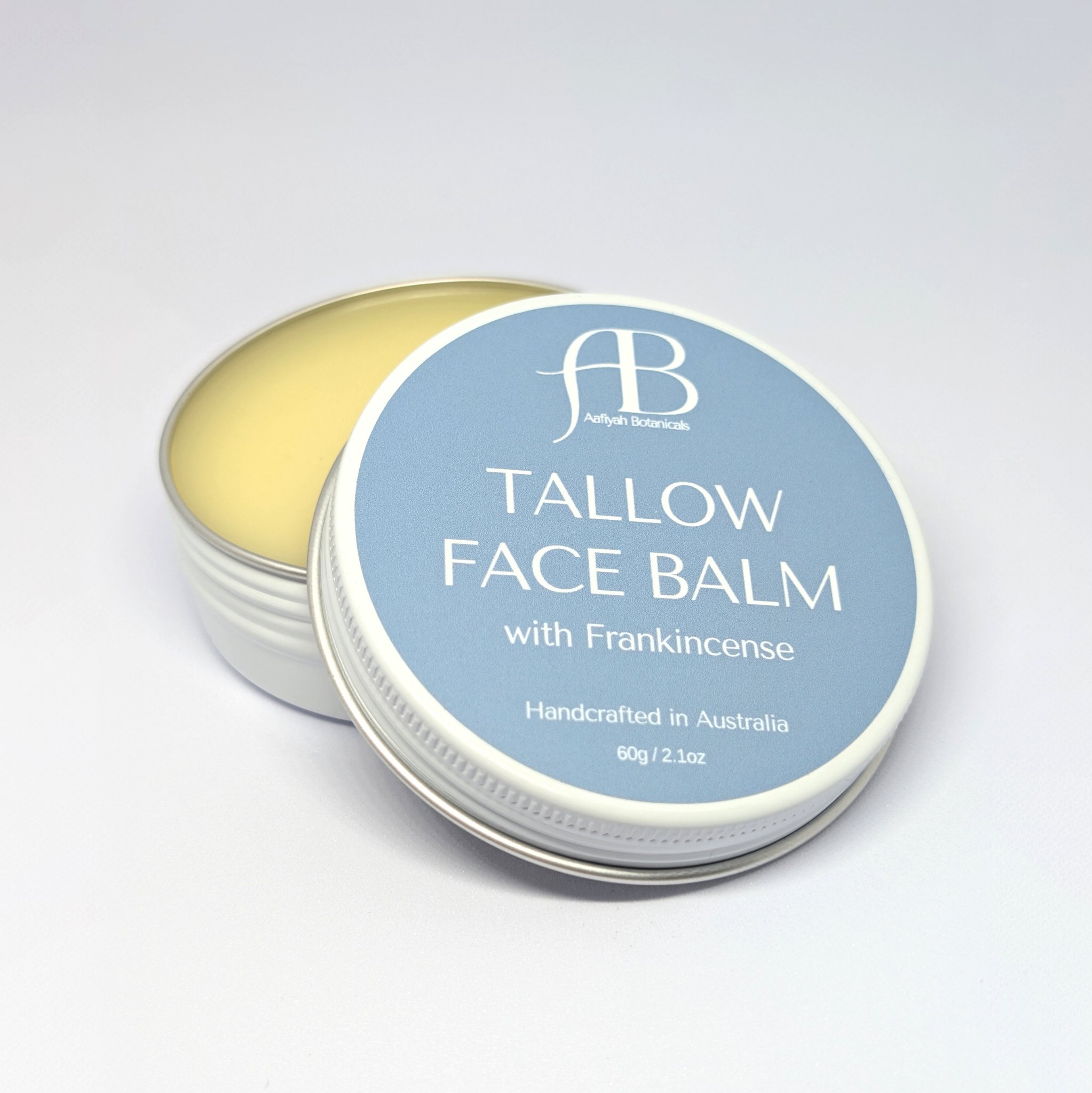 Grass-fed frankincense tallow face balm by Aafiyah Botanicals — certified halal, Australian made