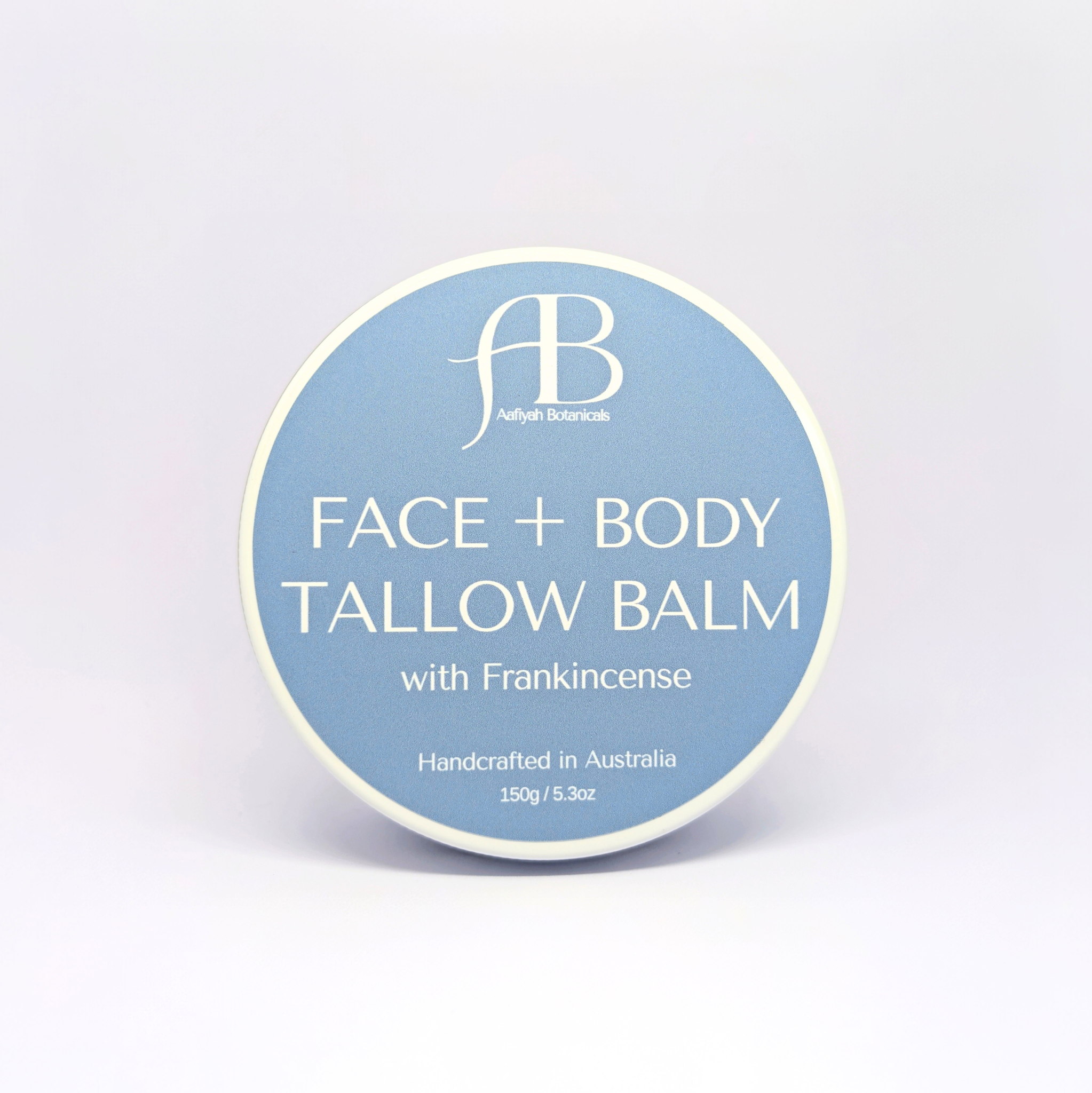 Aafiyah Botanicals frankincense tallow face & body balm, 150g grass-fed halal natural moisturiser