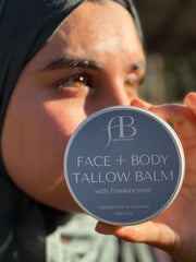 Frankincense tallow face and body balm from Aafiyah Botanicals, a rich natural moisturiser for dry skin